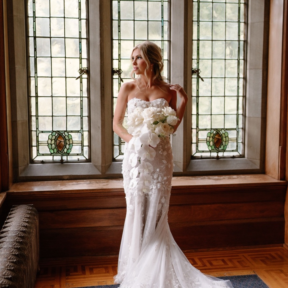 Fit and Flare Gown with 3D flowers and lace throughout